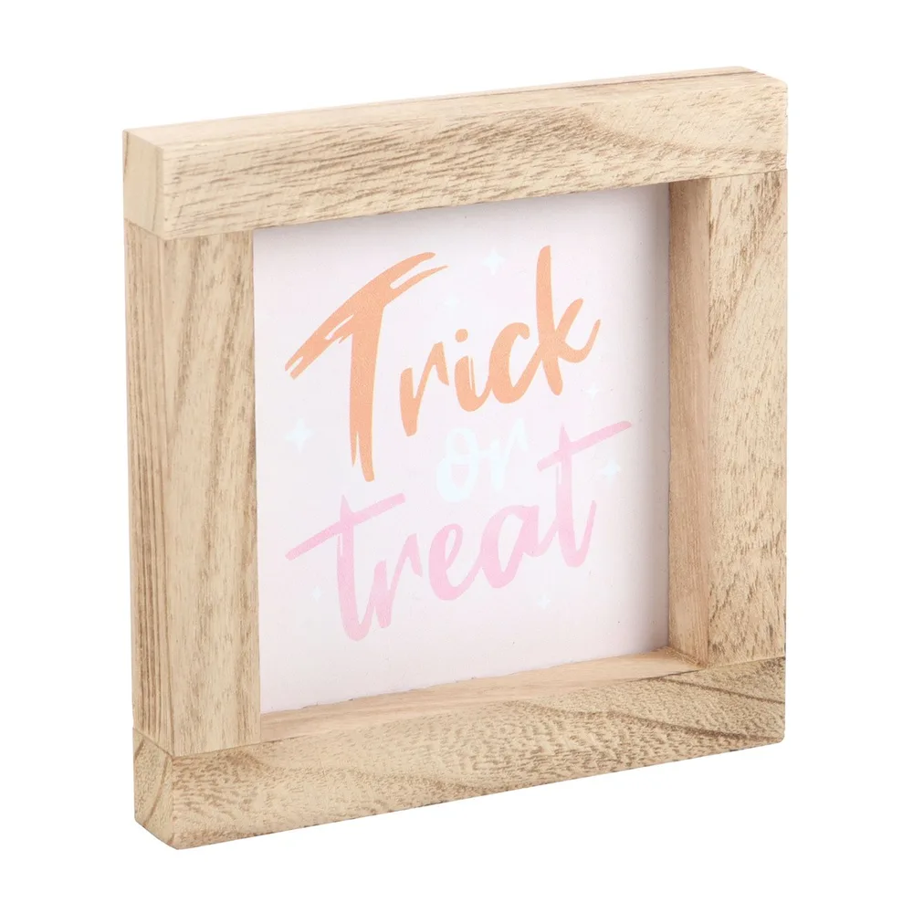Pink Trick or Treat Wooden Frame Sign, photo 3 of 5
