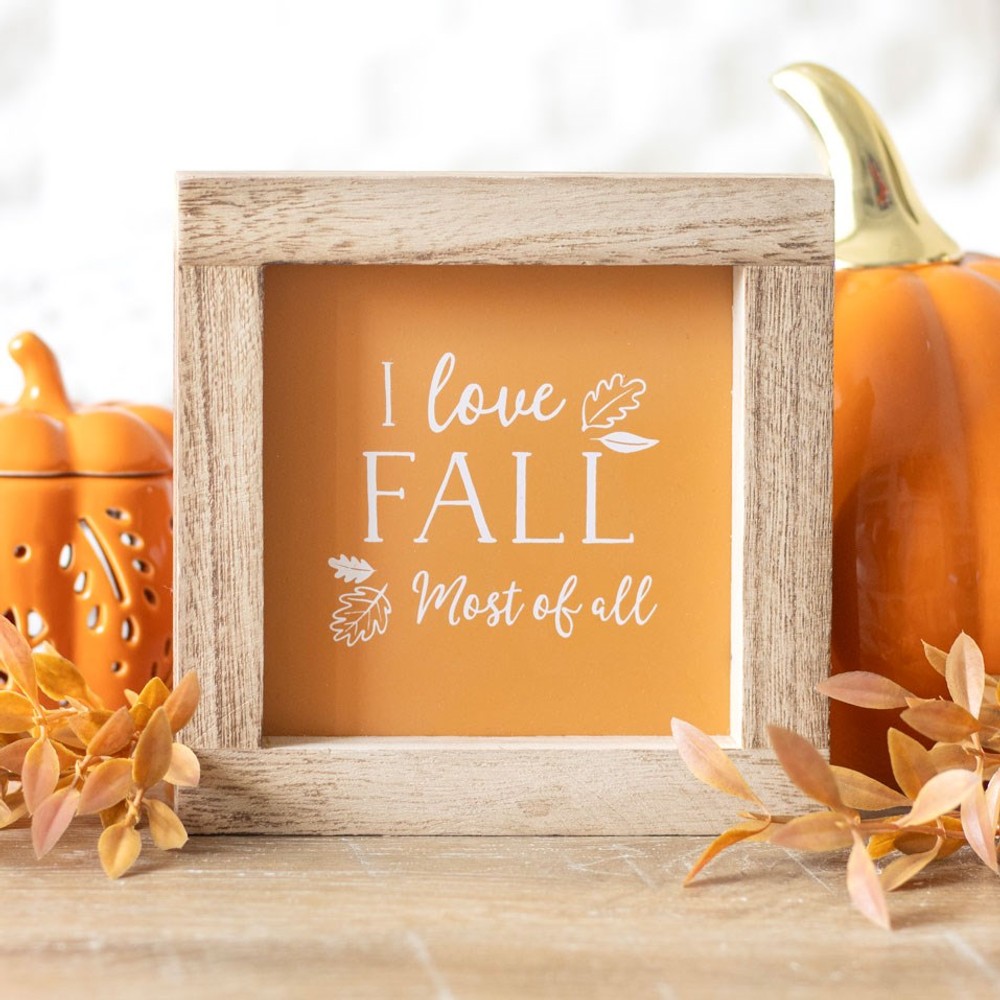 Orange I Love Fall Most of All Wooden Frame Sign Orange I Love Fall Most of All Wooden Frame Sign