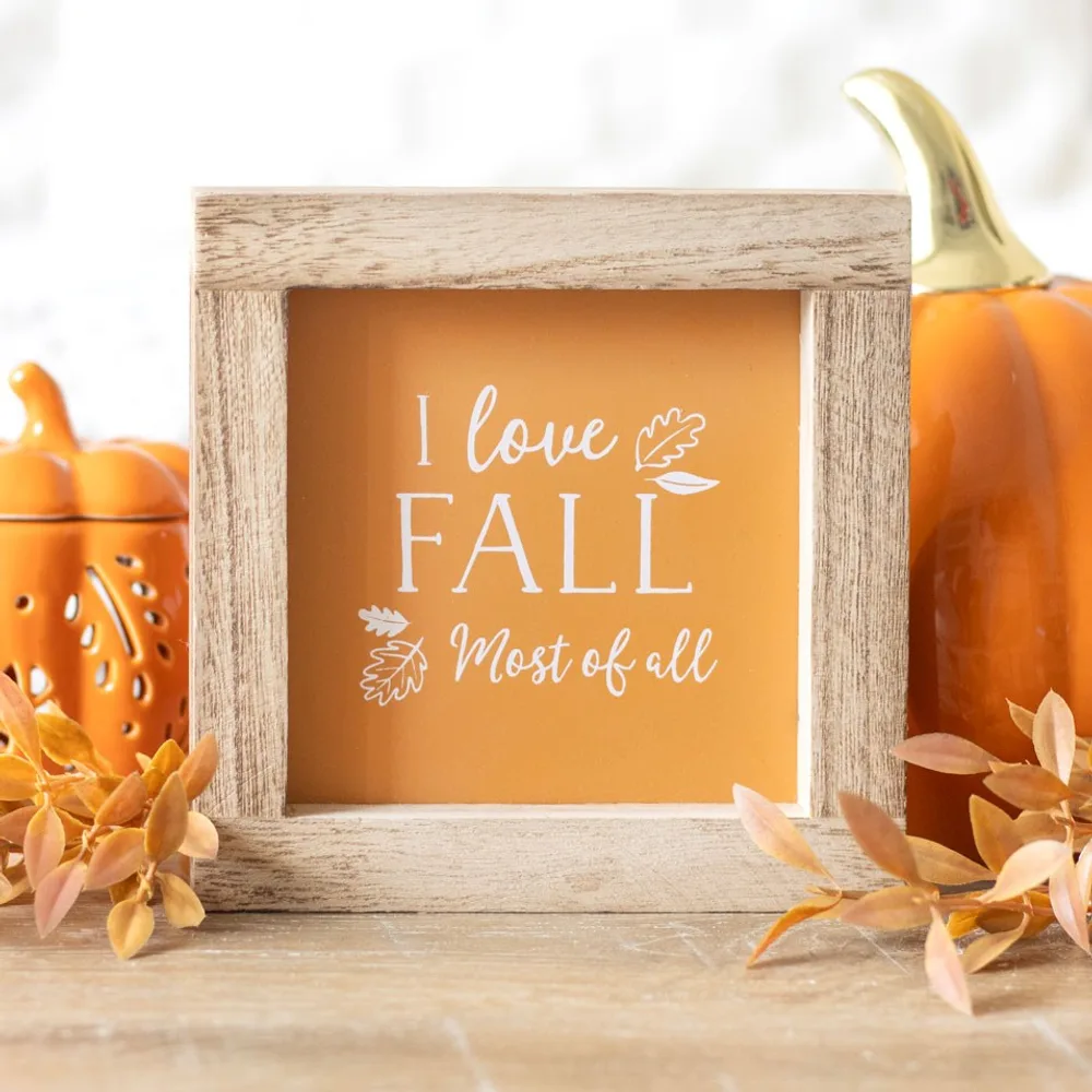 Orange I Love Fall Most of All Wooden Frame Sign Orange I Love Fall Most of All Wooden Frame Sign