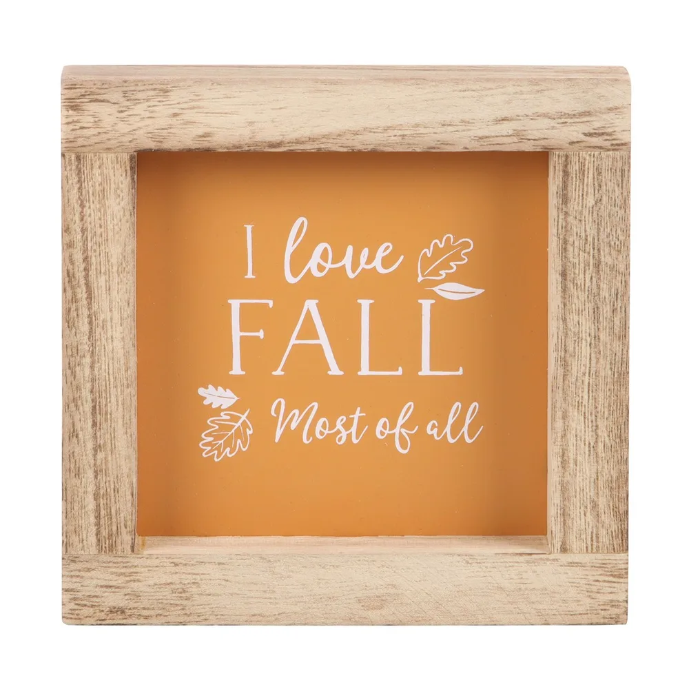 Orange I Love Fall Most of All Wooden Frame Sign - Image 2