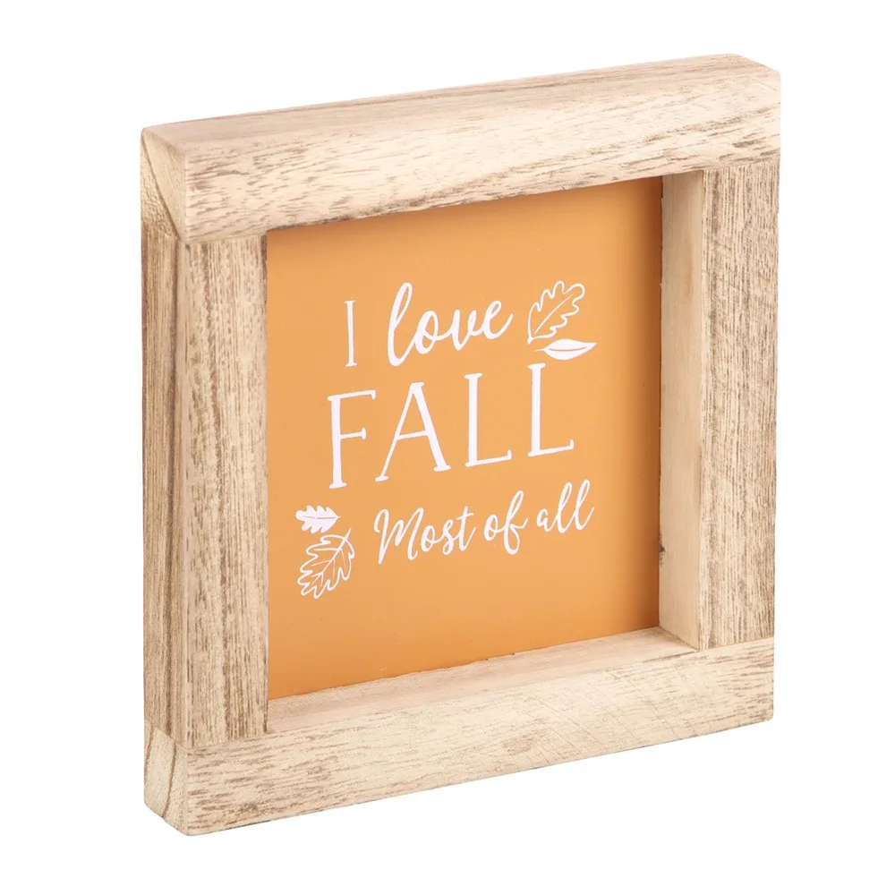 Orange I Love Fall Most of All Wooden Frame Sign - Image 3