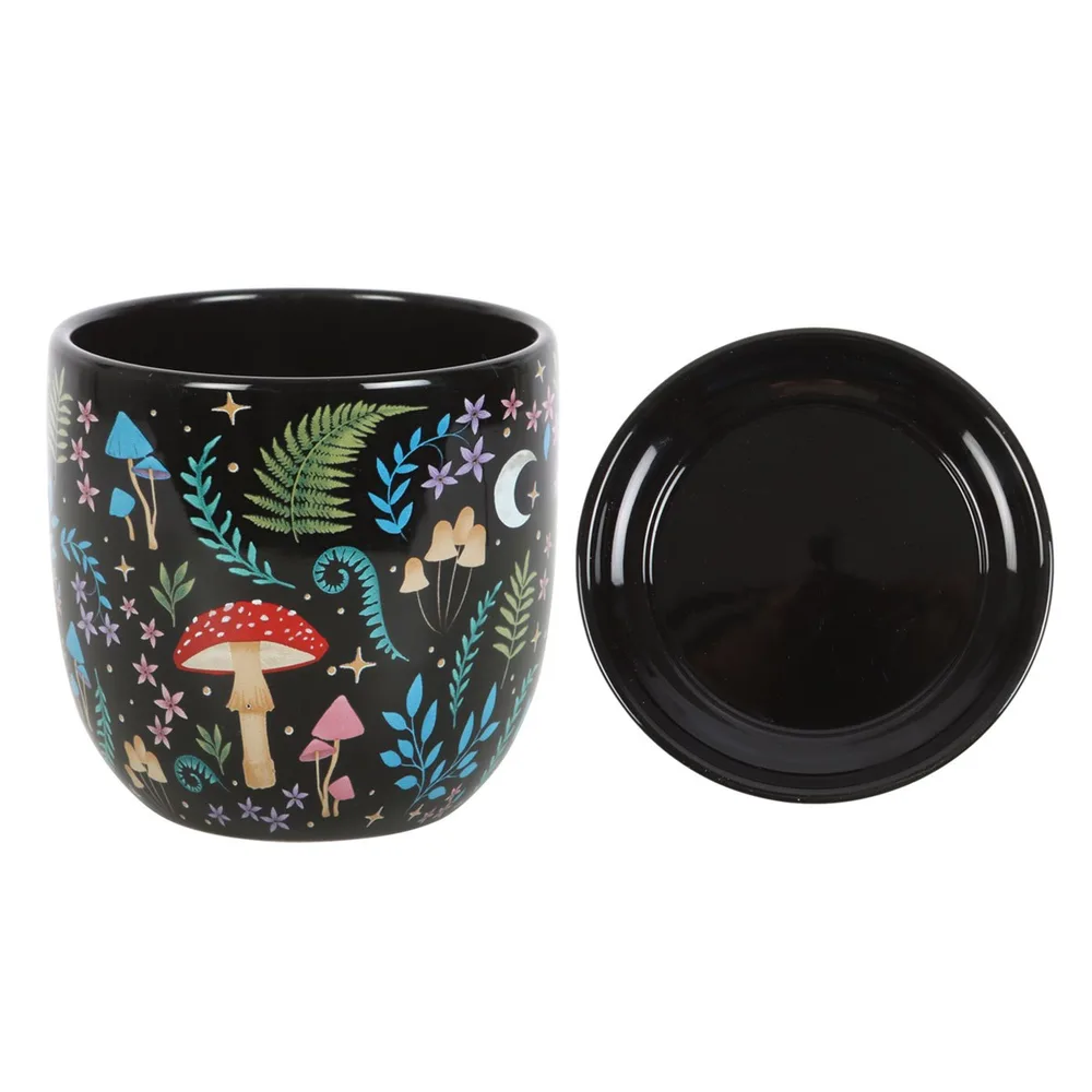 Dark Forest Print Ceramic Plant Pot with Saucer - Image 4