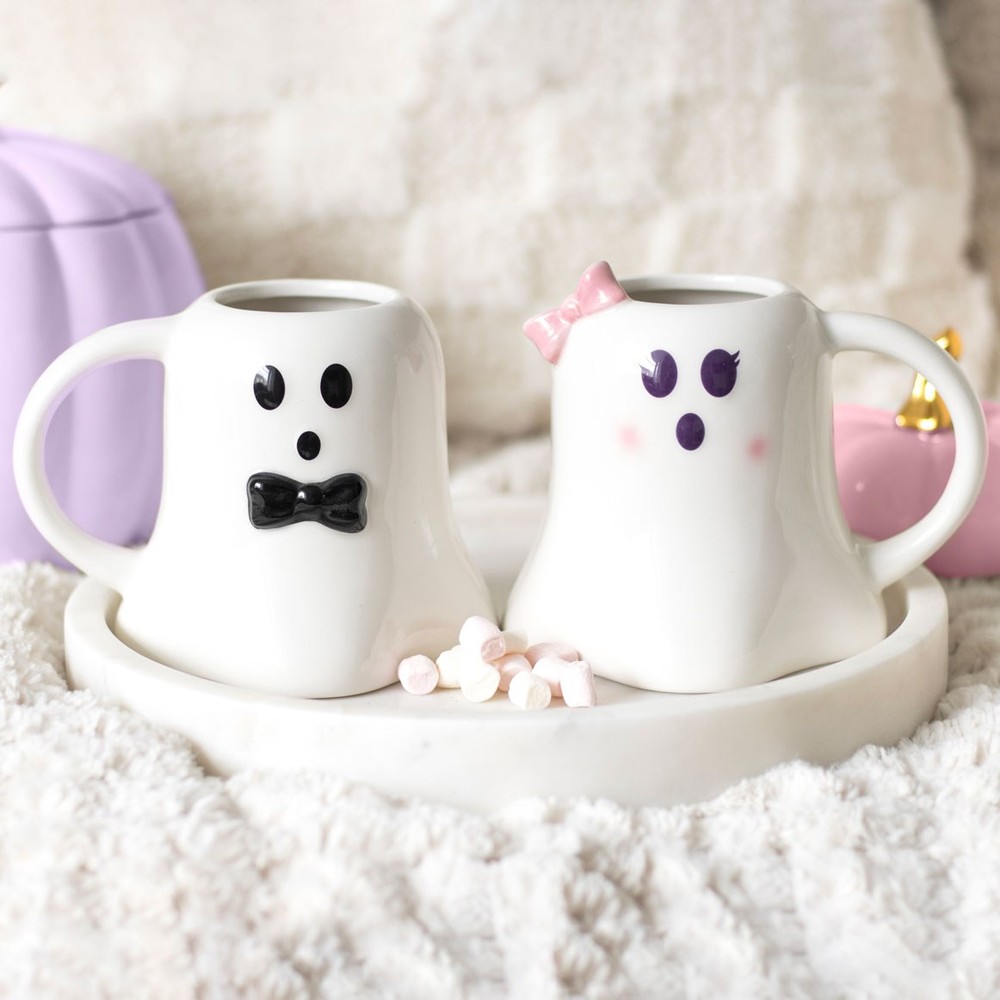 Mr and Mrs Boo Ghost Shaped Mug Set Mr and Mrs Boo Ghost Shaped Mug Set