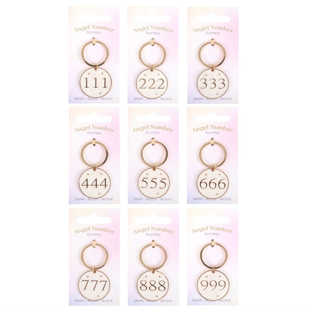 Pack of 9 Angel Number Keyrings Pack of 9 Angel Number Keyrings