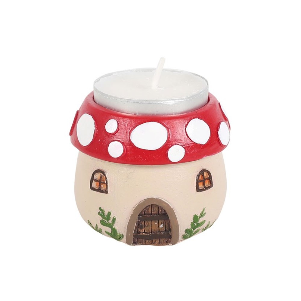 Mushroom House Resin Tealight Holder Mushroom House Resin Tealight Holder