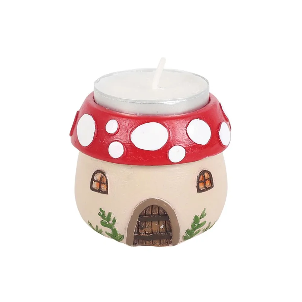 Mushroom House Resin Tealight Holder Mushroom House Resin Tealight Holder