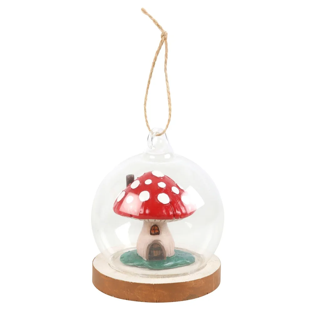 Mushroom House Glass Dome Hanging Decoration, photo 2 of 5