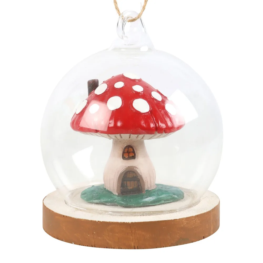 Mushroom House Glass Dome Hanging Decoration, photo 3 of 5