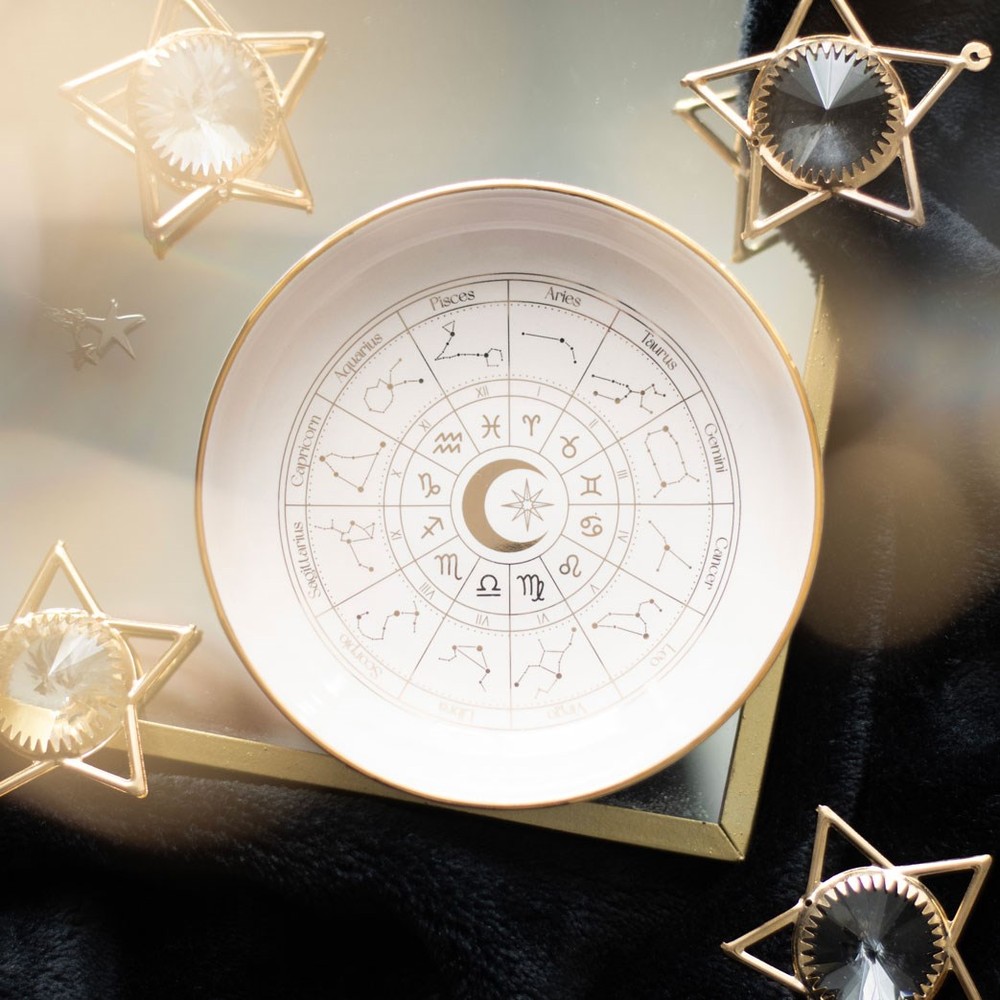 Off White Astrology Wheel Trinket Dish Off White Astrology Wheel Trinket Dish
