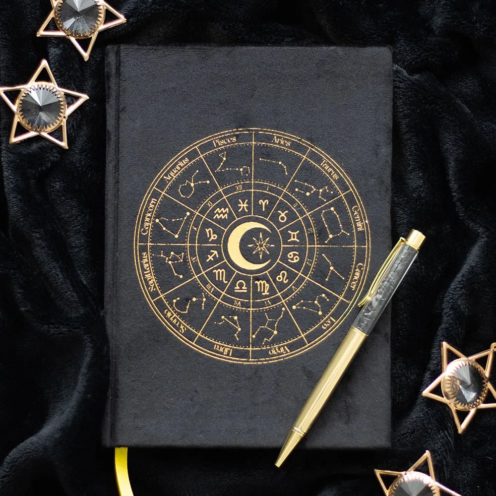 Astrology Wheel Journal with Black Obsidian Pen Astrology Wheel Journal with Black Obsidian Pen