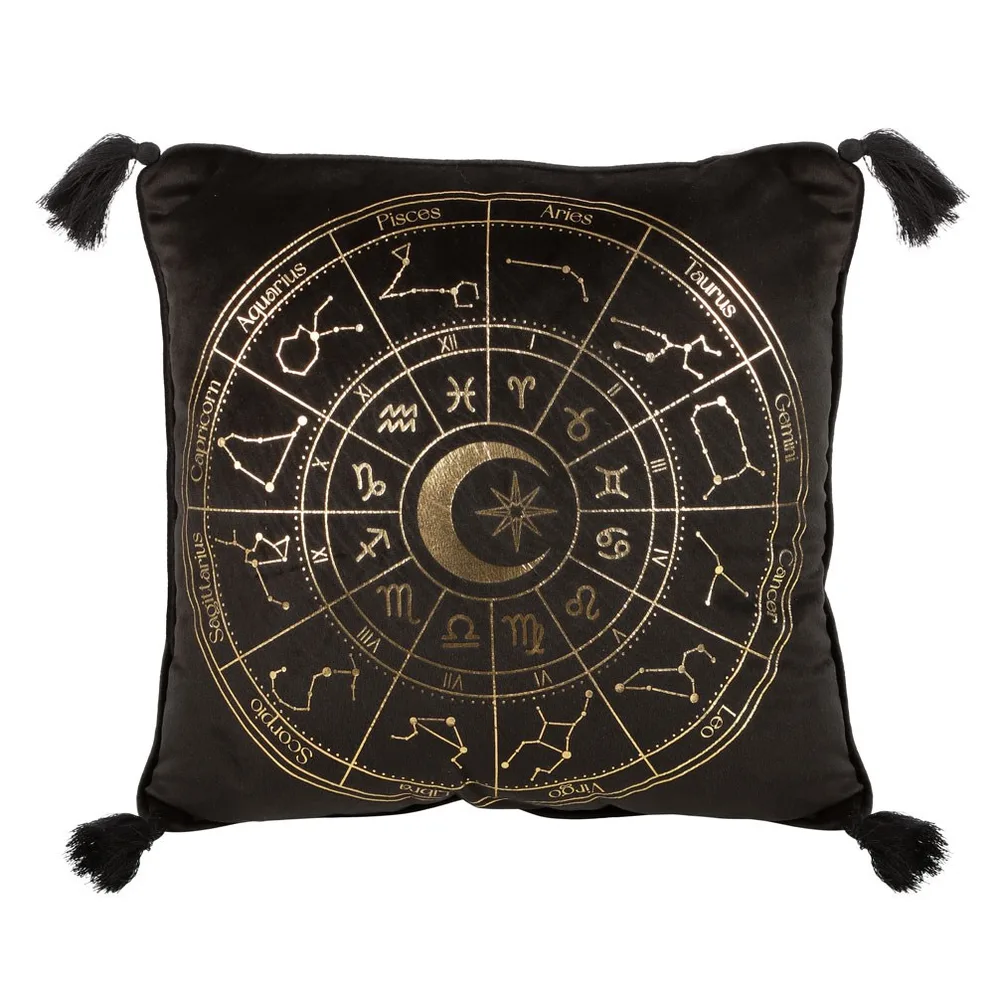 35cm Square Black Astrology Wheel Cushion 35cm Square Black Astrology Wheel Cushion