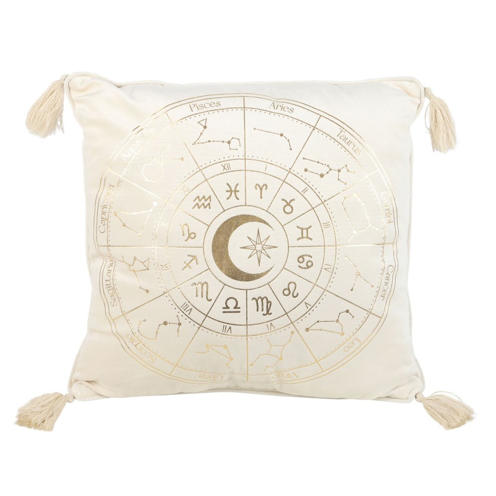 35cm Square Off White Astrology Wheel Cushion 35cm Square Off White Astrology Wheel Cushion