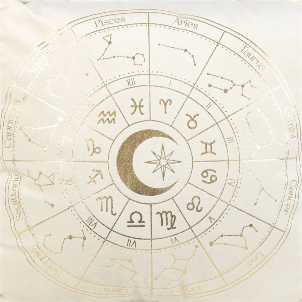35cm Square Off White Astrology Wheel Cushion - Image 2