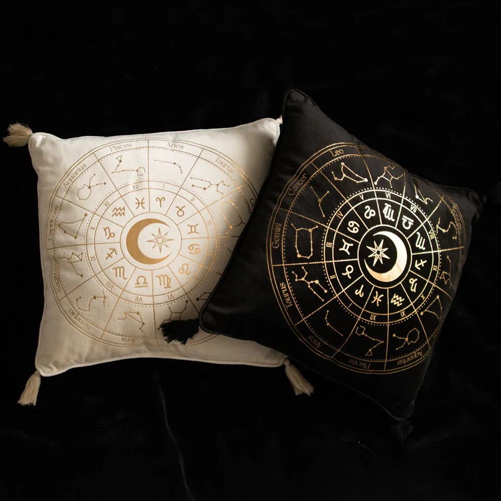 35cm Square Off White Astrology Wheel Cushion - Image 5