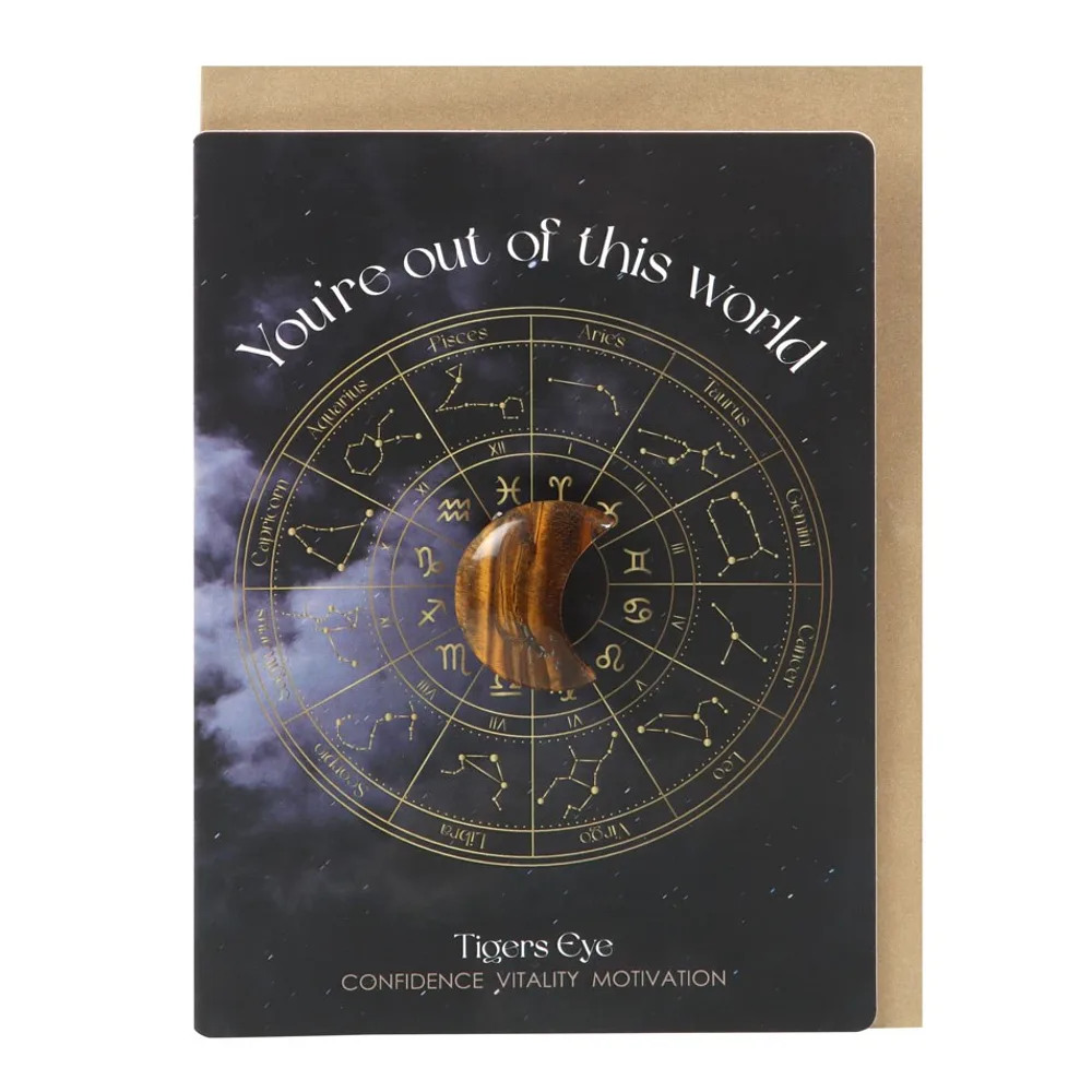 Out Of This World Tiger's Eye Crystal Moon Greeting Card - Image 2