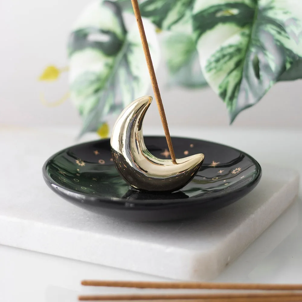 Gold Crescent Moon Incense Stick Holder Gold Crescent Moon Incense Stick Holder