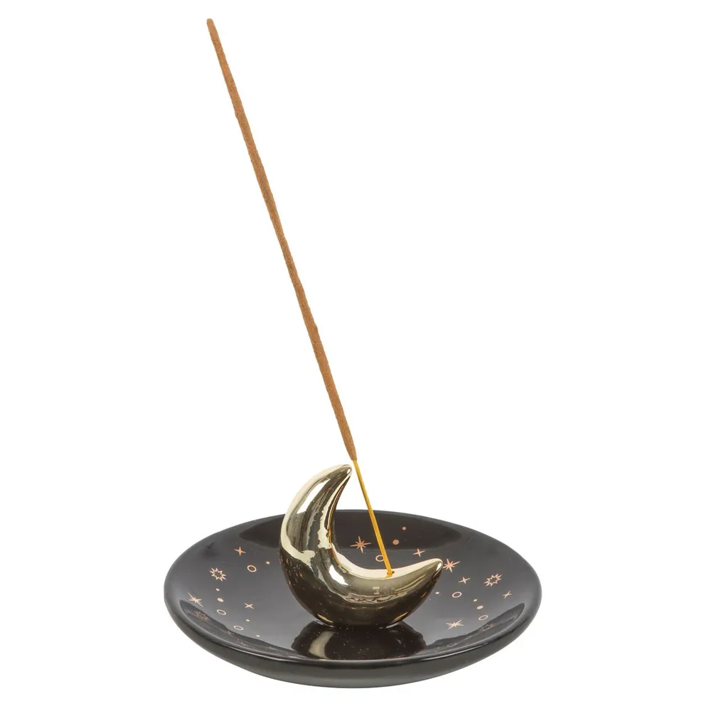 Gold Crescent Moon Incense Stick Holder, photo 2 of 5