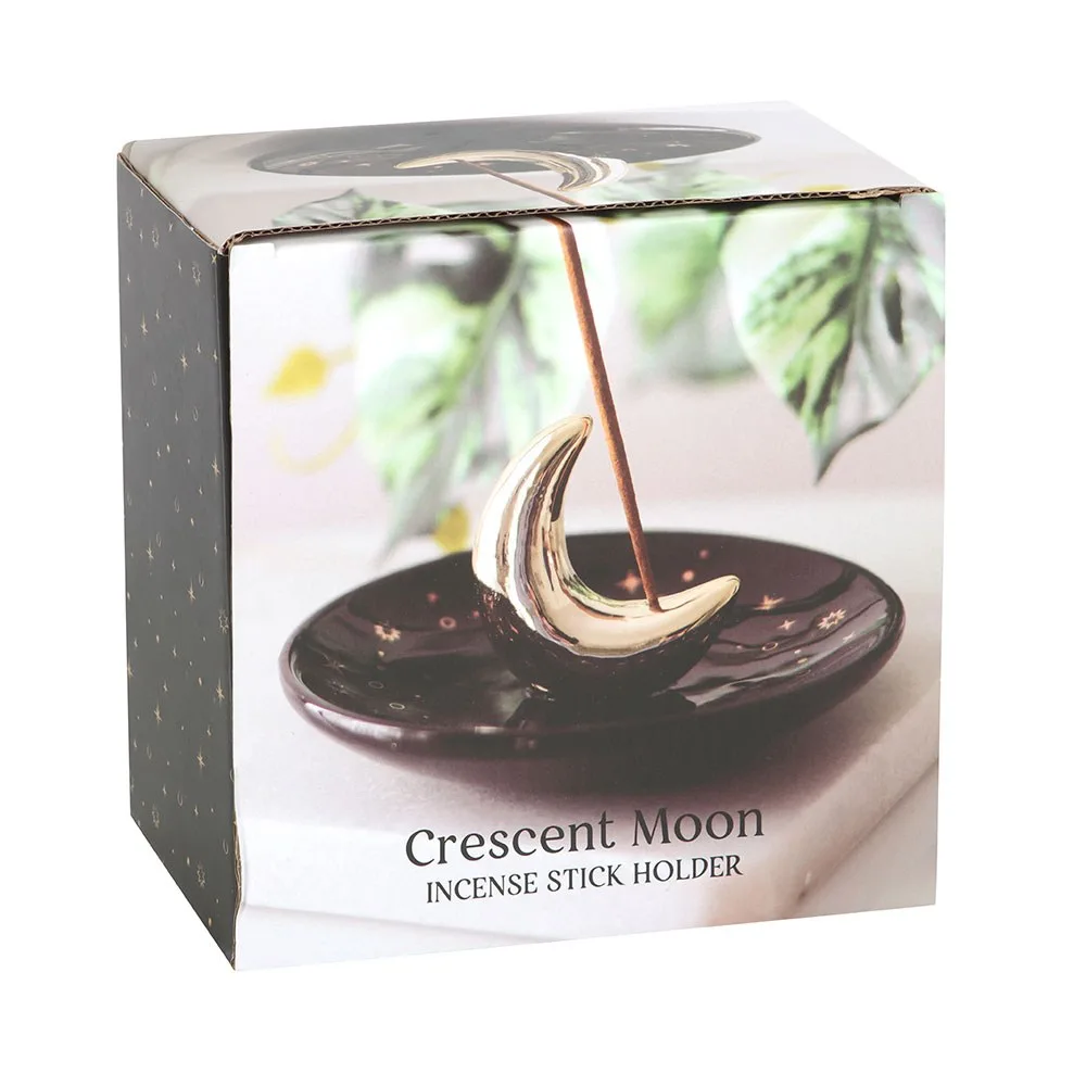 Gold Crescent Moon Incense Stick Holder, photo 5 of 5