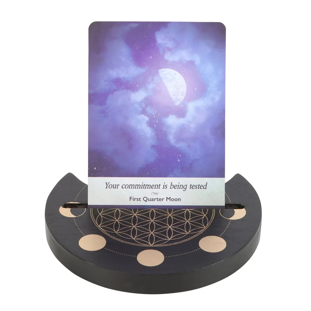 Black Flower of Life Crescent Moon Tarot Card Stand Black Flower of Life Crescent Moon Tarot Card Stand
