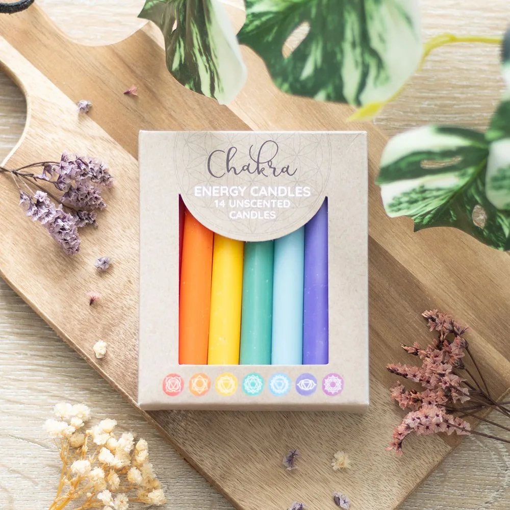 Pack of 14 Unscented Chakra Energy Candles - Image 5