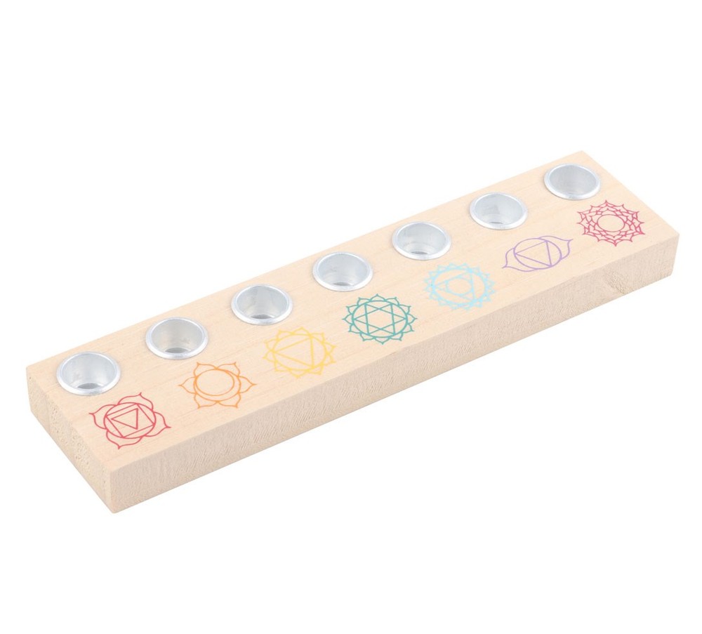 Seven Chakras Wooden Energy Candle Holder Seven Chakras Wooden Energy Candle Holder
