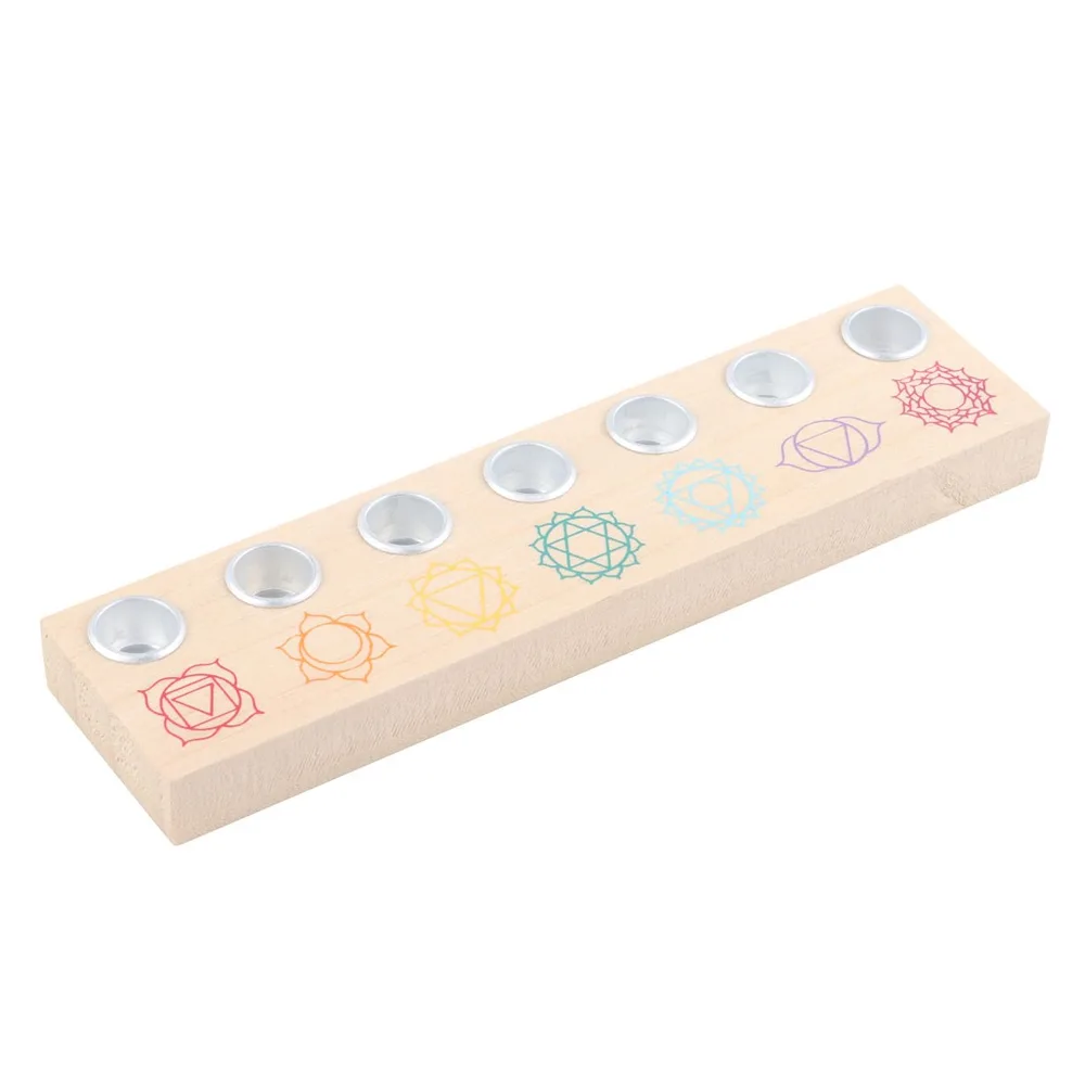 Seven Chakras Wooden Energy Candle Holder Seven Chakras Wooden Energy Candle Holder