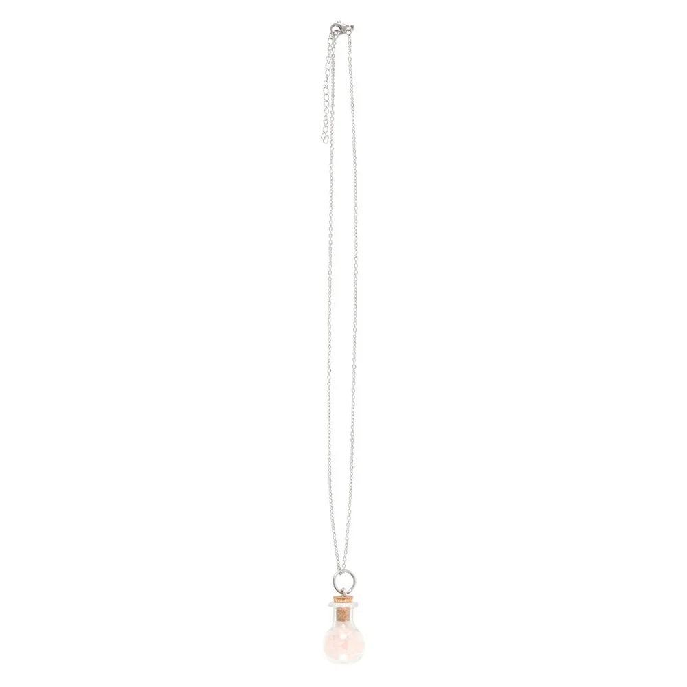 Love Rose Quartz Crystal Chip Potion Bottle Necklace - Image 4