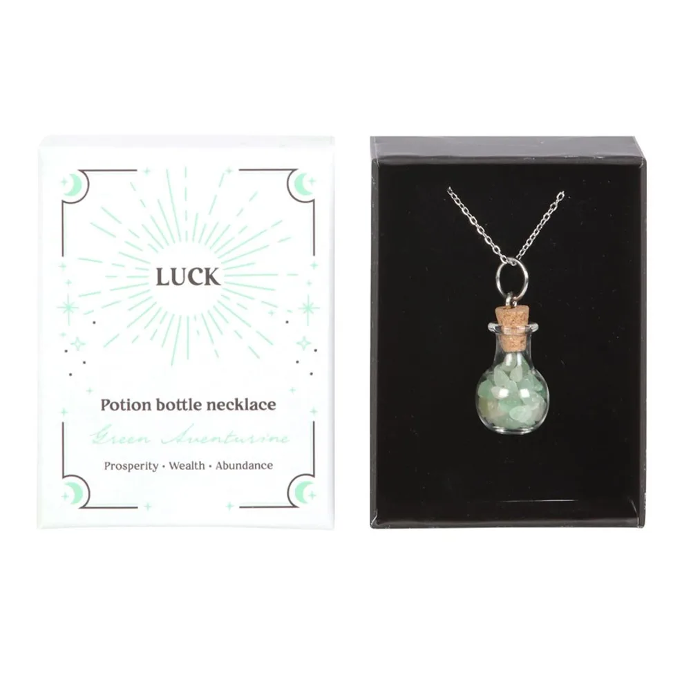 Luck Green Aventurine Crystal Chip Potion Bottle Necklace, photo 2 of 7