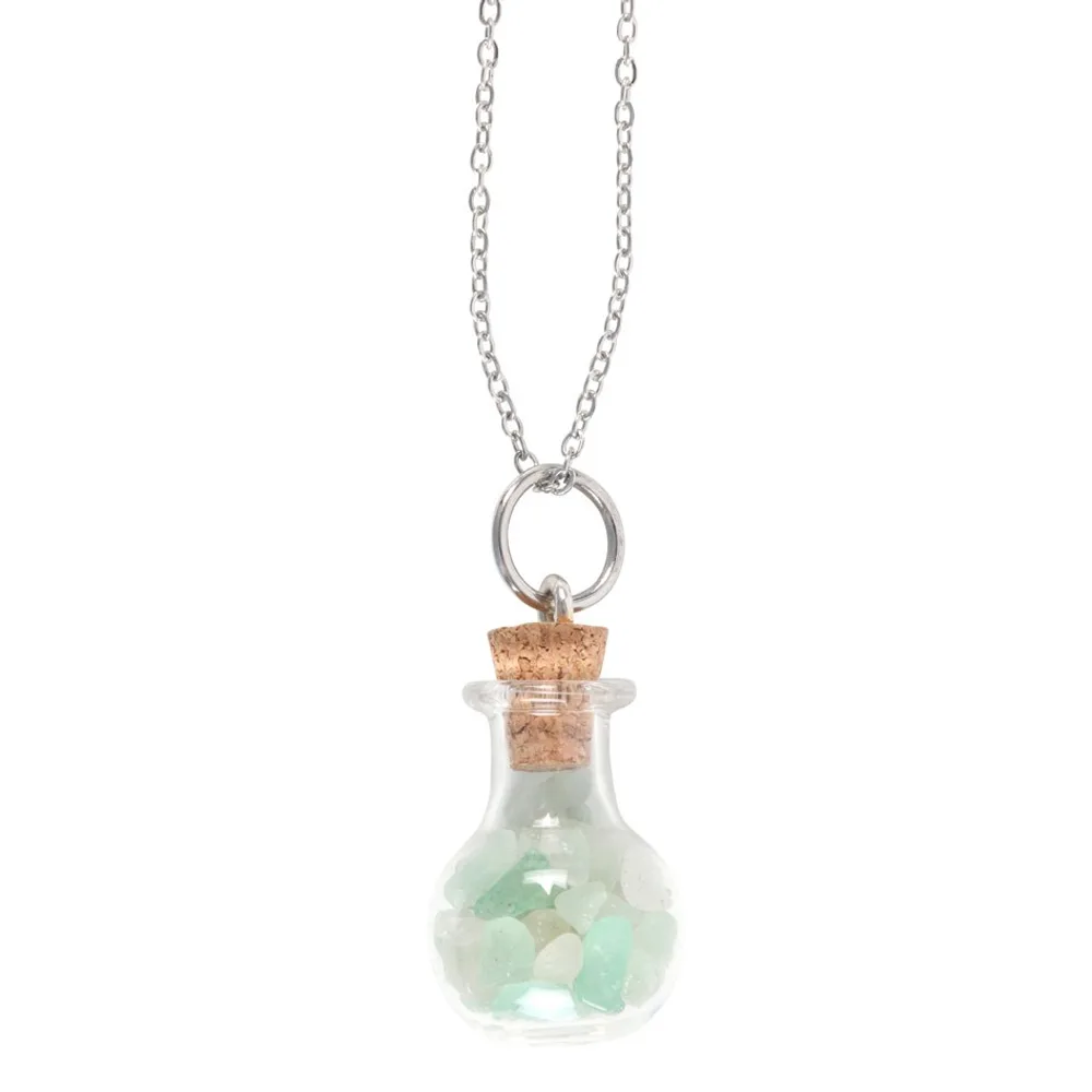 Luck Green Aventurine Crystal Chip Potion Bottle Necklace, photo 3 of 7