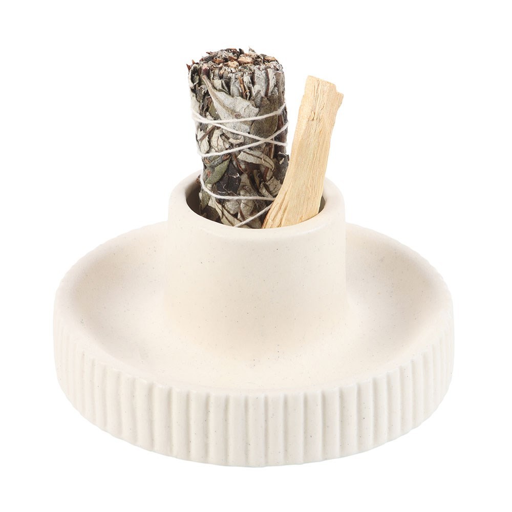 Cream Ribbed Smudge Bowl Cream Ribbed Smudge Bowl