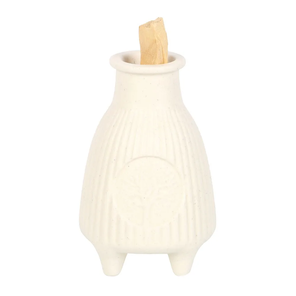 Cream Ribbed Palo Santo Burner Cream Ribbed Palo Santo Burner