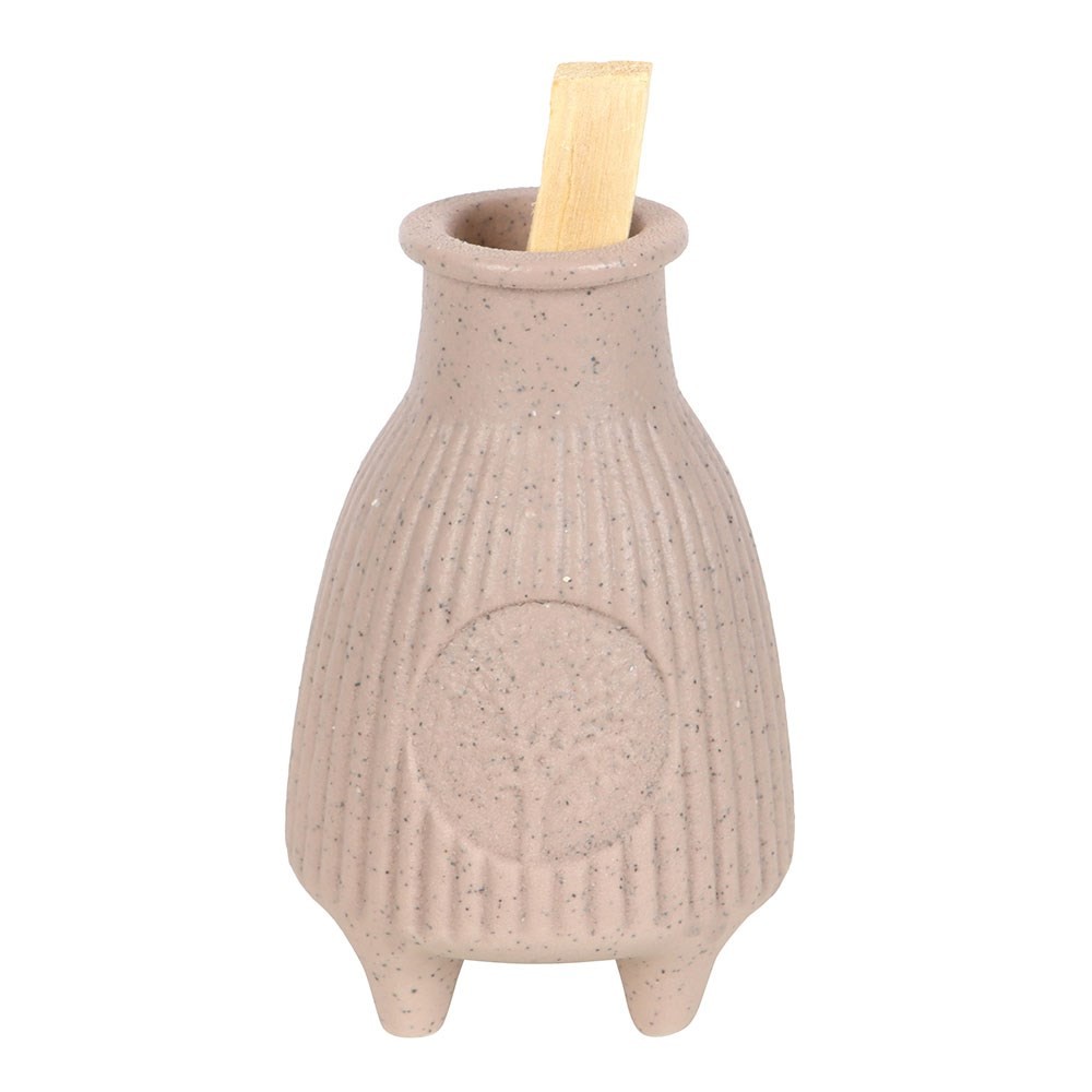 Greige Ribbed Palo Santo Burner Greige Ribbed Palo Santo Burner