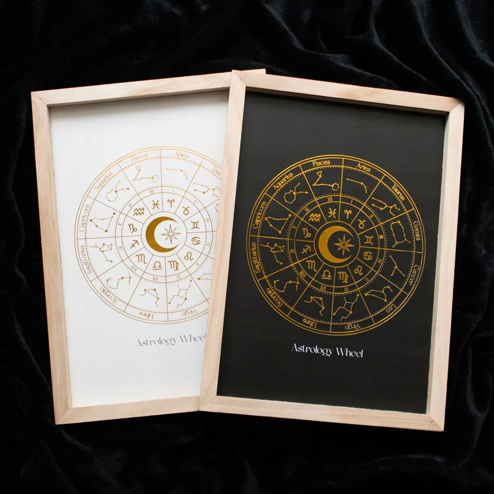 Black Astrology Wheel Framed Wall Art Print, photo 5 of 5