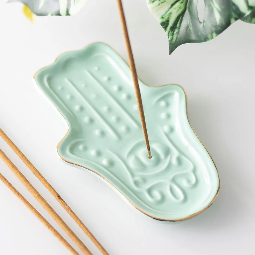 Blue Hamsa Hand Incense Stick Holder Blue Hamsa Hand Incense Stick Holder