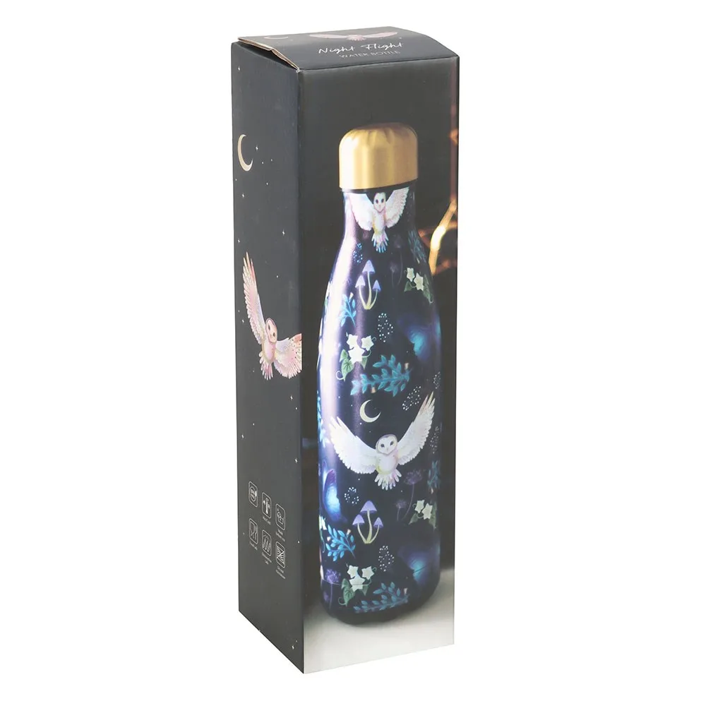 Night Flight Owl Print Metal Water Bottle, photo 6 of 7