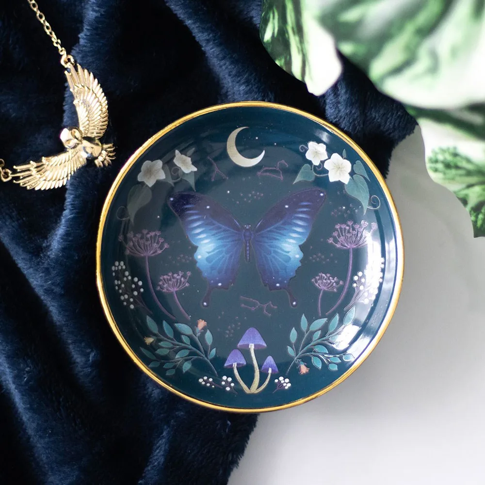 Round Midnight Moth Trinket Dish Round Midnight Moth Trinket Dish