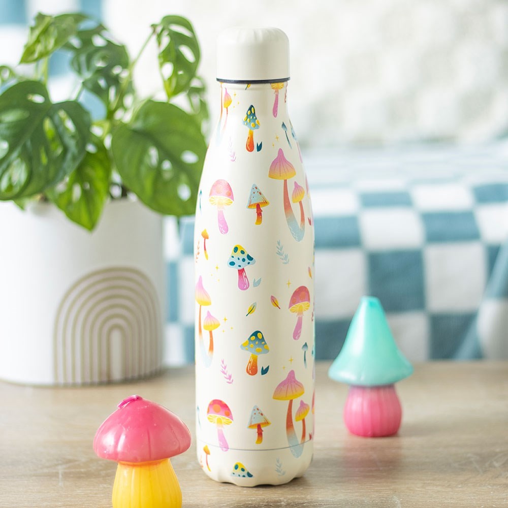 Funky Fungi Mushroom Print Metal Water Bottle Funky Fungi Mushroom Print Metal Water Bottle