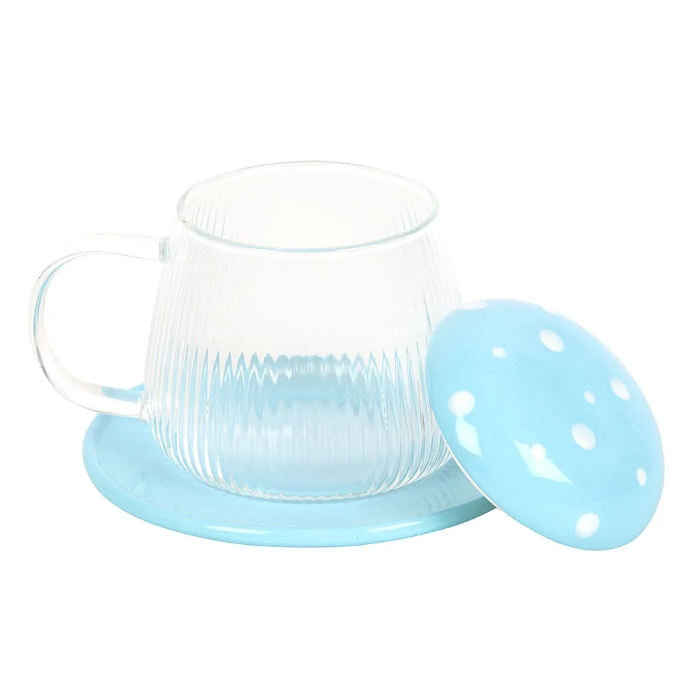 Blue Glass Mushroom Mug and Saucer, photo 3 of 5