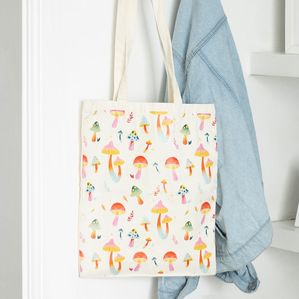 Funky Fungi Mushroom Print Polycotton Tote Bag Funky Fungi Mushroom Print Polycotton Tote Bag