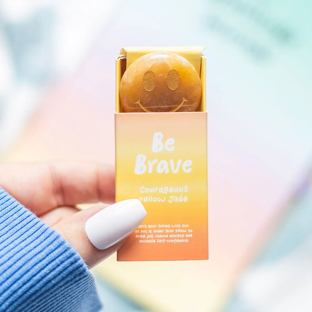 Be Brave Yellow Jade Happy Face Crystal Be Brave Yellow Jade Happy Face Crystal