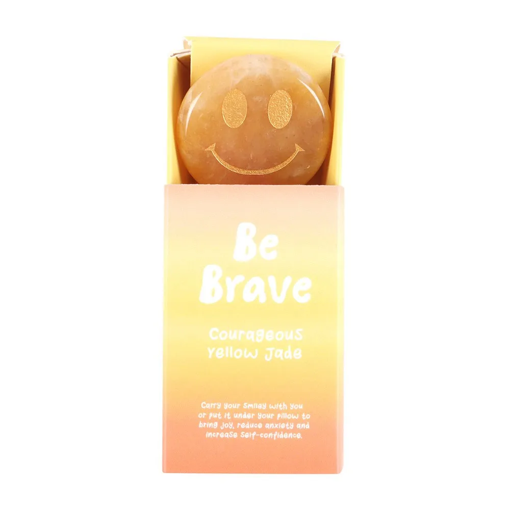 Be Brave Yellow Jade Happy Face Crystal - Image 3