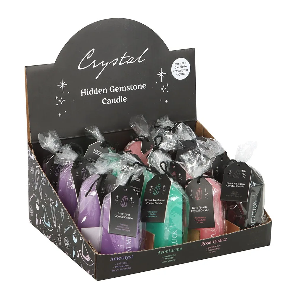 Set of 16 Small Hidden Crystal Candles in Display - Image 2