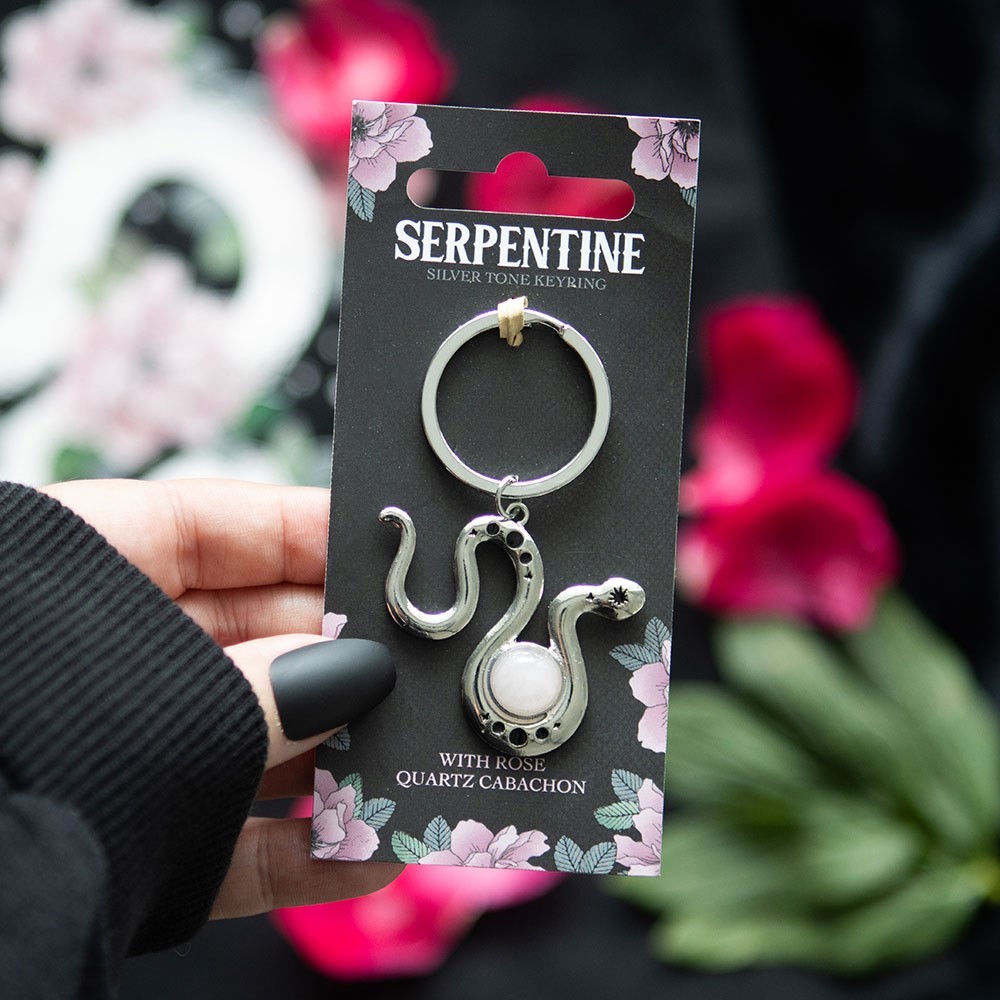 Snake Keyring with Rose Quartz Crystal Snake Keyring with Rose Quartz Crystal