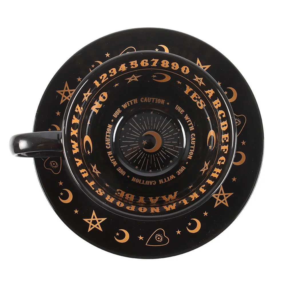 Black Talking Board Teacup and Saucer - Image 4