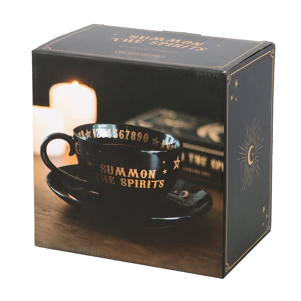 Black Talking Board Teacup and Saucer - Image 7