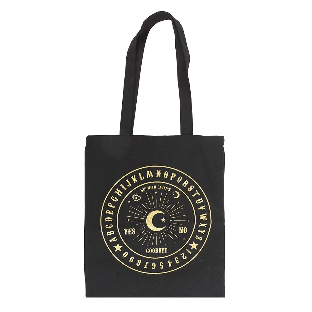 Black and Gold Talking Board Polycotton Tote Bag Black and Gold Talking Board Polycotton Tote Bag