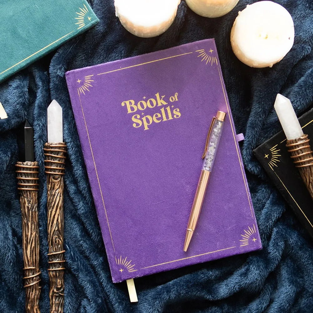 Book of Spells Journal with Amethyst Crystal Pen Book of Spells Journal with Amethyst Crystal Pen