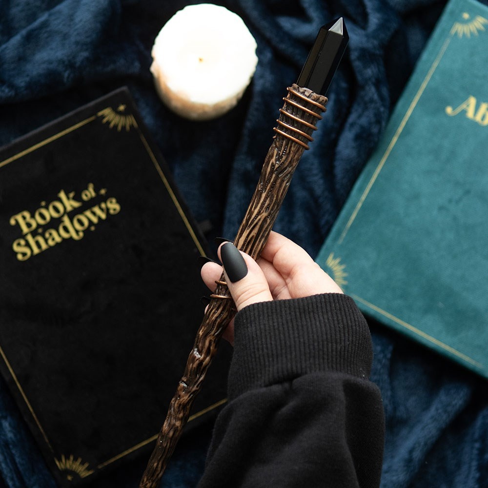 Thin Protection Black Obsidian Crystal Wand Thin Protection Black Obsidian Crystal Wand