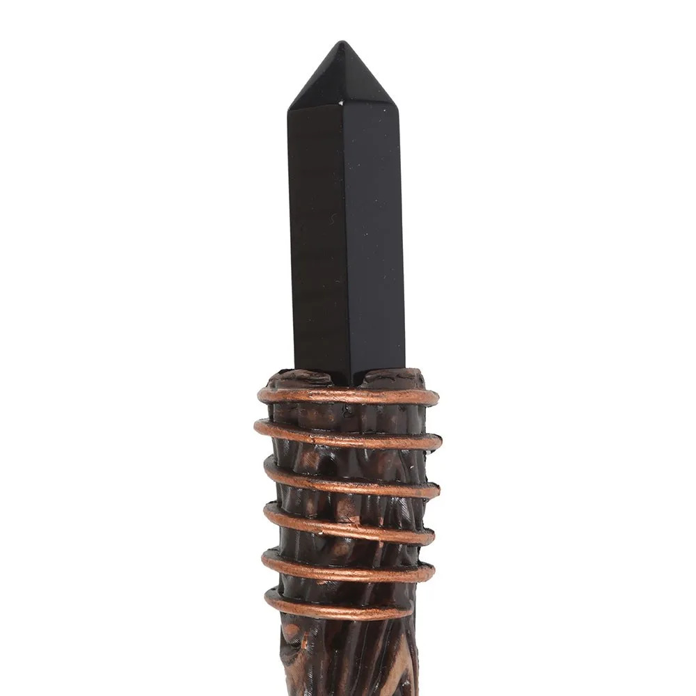 Thin Protection Black Obsidian Crystal Wand - Image 3