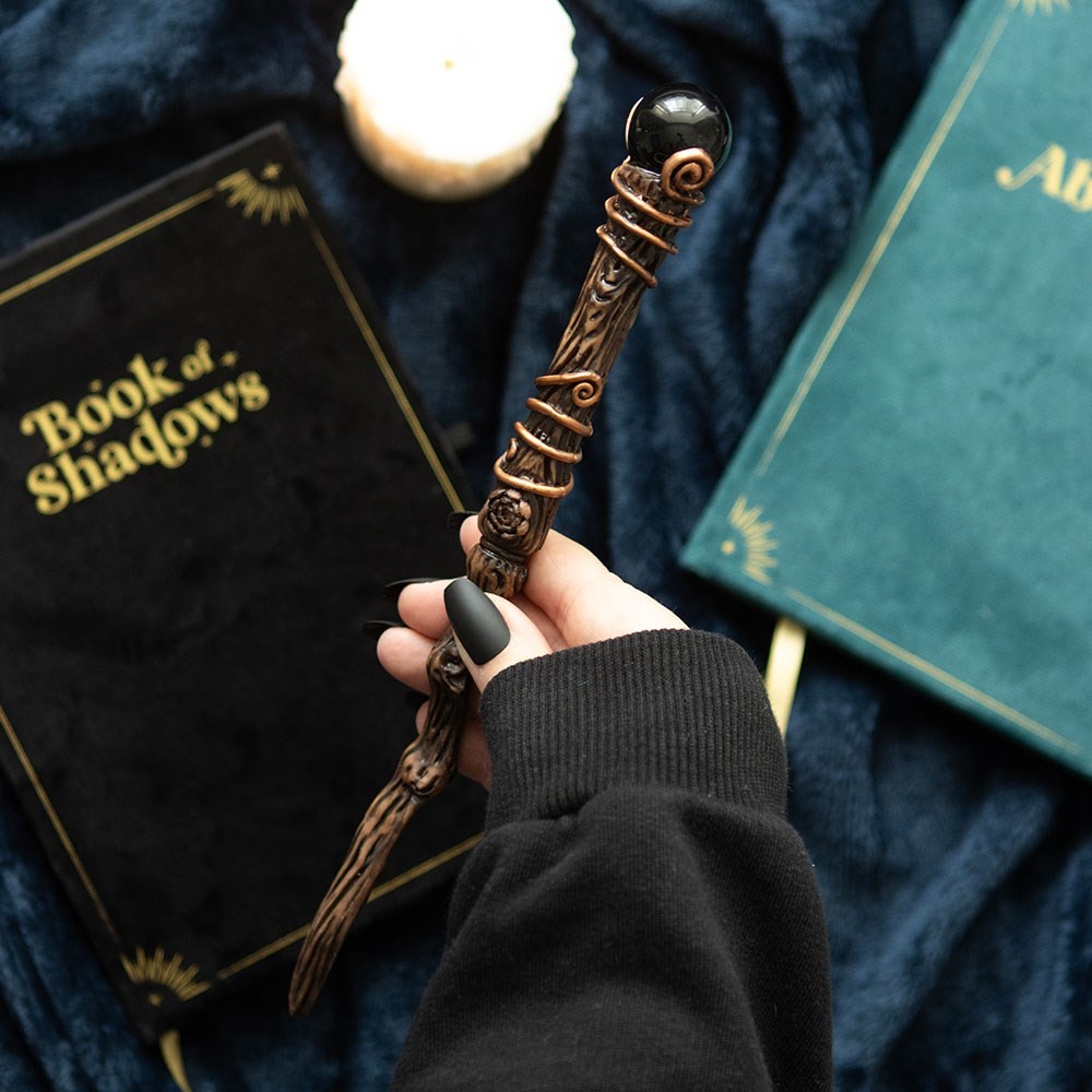 Protection Black Obsidian Crystal Wand with Pouch Protection Black Obsidian Crystal Wand with Pouch